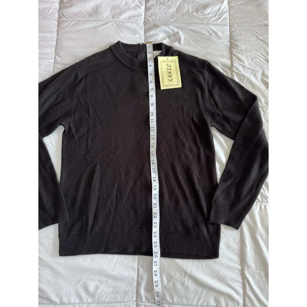 New Jenni Kayne Women's Size Large Fisherman Sweater Black Soft Casual Crewneck - Picture 2 of 8